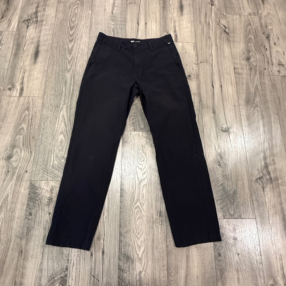 Vans Authentic Chino Relaxed Taper Fit Pants Mens 31x29 Black Twill Trousers